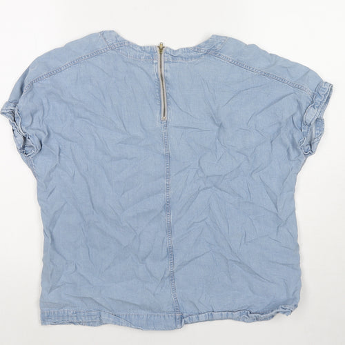 Marks and Spencer Womens Blue Lyocell Basic T-Shirt Size 12 Round Neck
