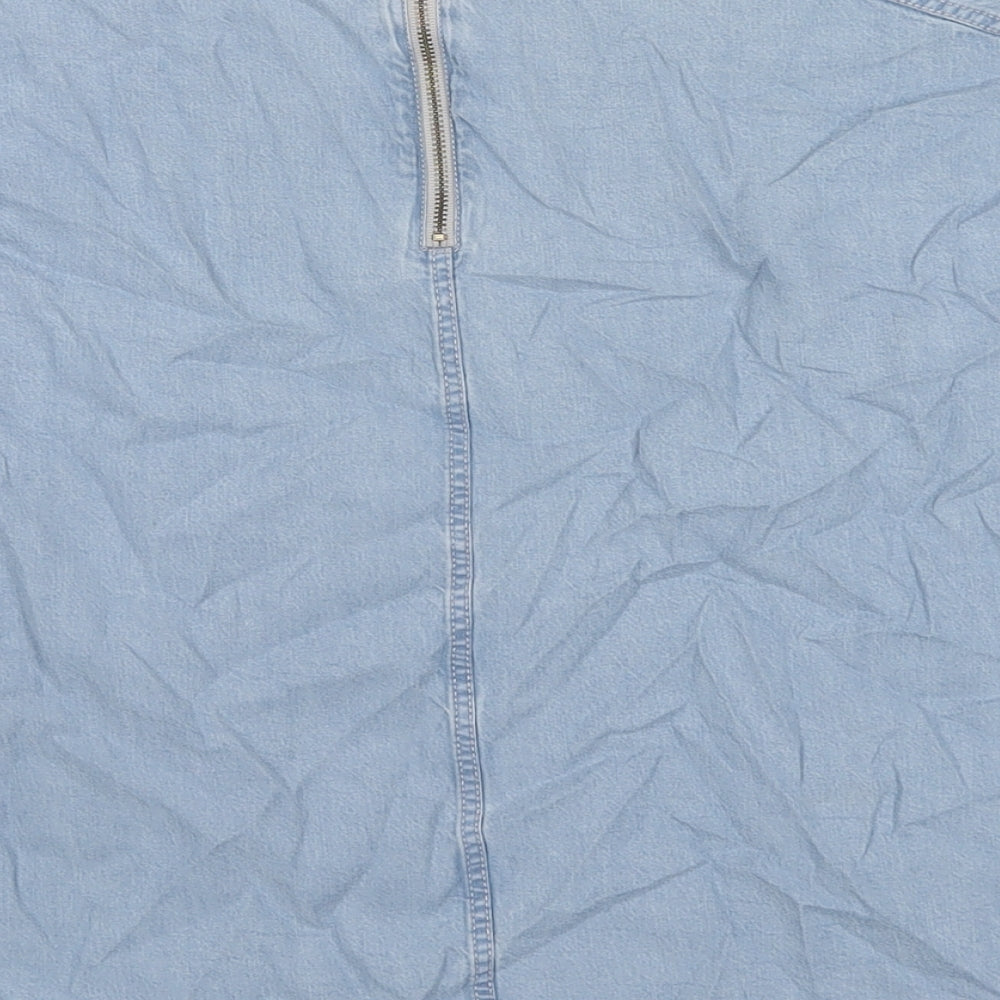 Marks and Spencer Womens Blue Lyocell Basic T-Shirt Size 12 Round Neck
