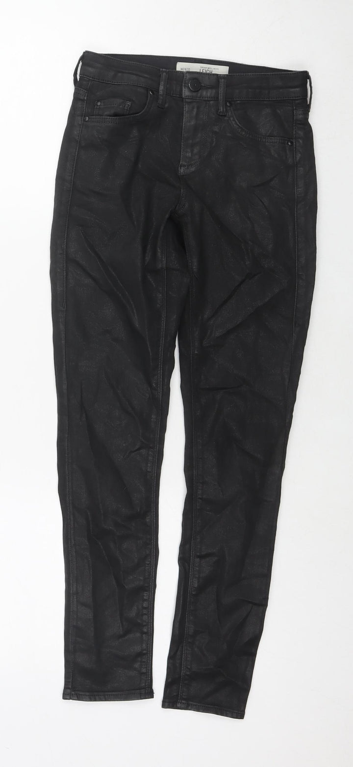 Topshop Womens Black Cotton Skinny Jeans Size 24 L28 in Regular Zip