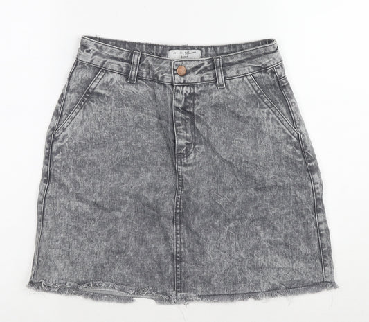New Look Girls Grey Cotton A-Line Skirt Size 14 Years Regular Zip