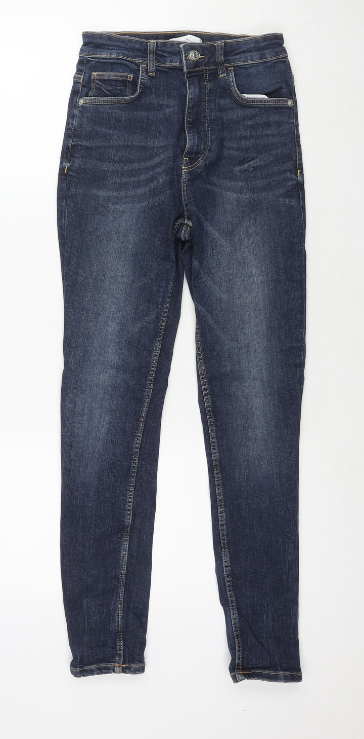 Zara Womens Blue Cotton Skinny Jeans Size 8 L26 in Regular Zip