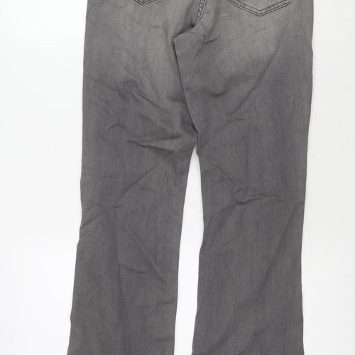 H&M Womens Grey Cotton Bootcut Jeans Size 10 L32 in Regular Zip