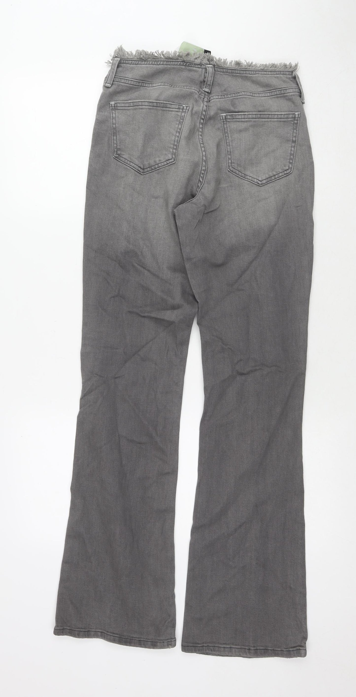 H&M Womens Grey Cotton Bootcut Jeans Size 10 L32 in Regular Zip