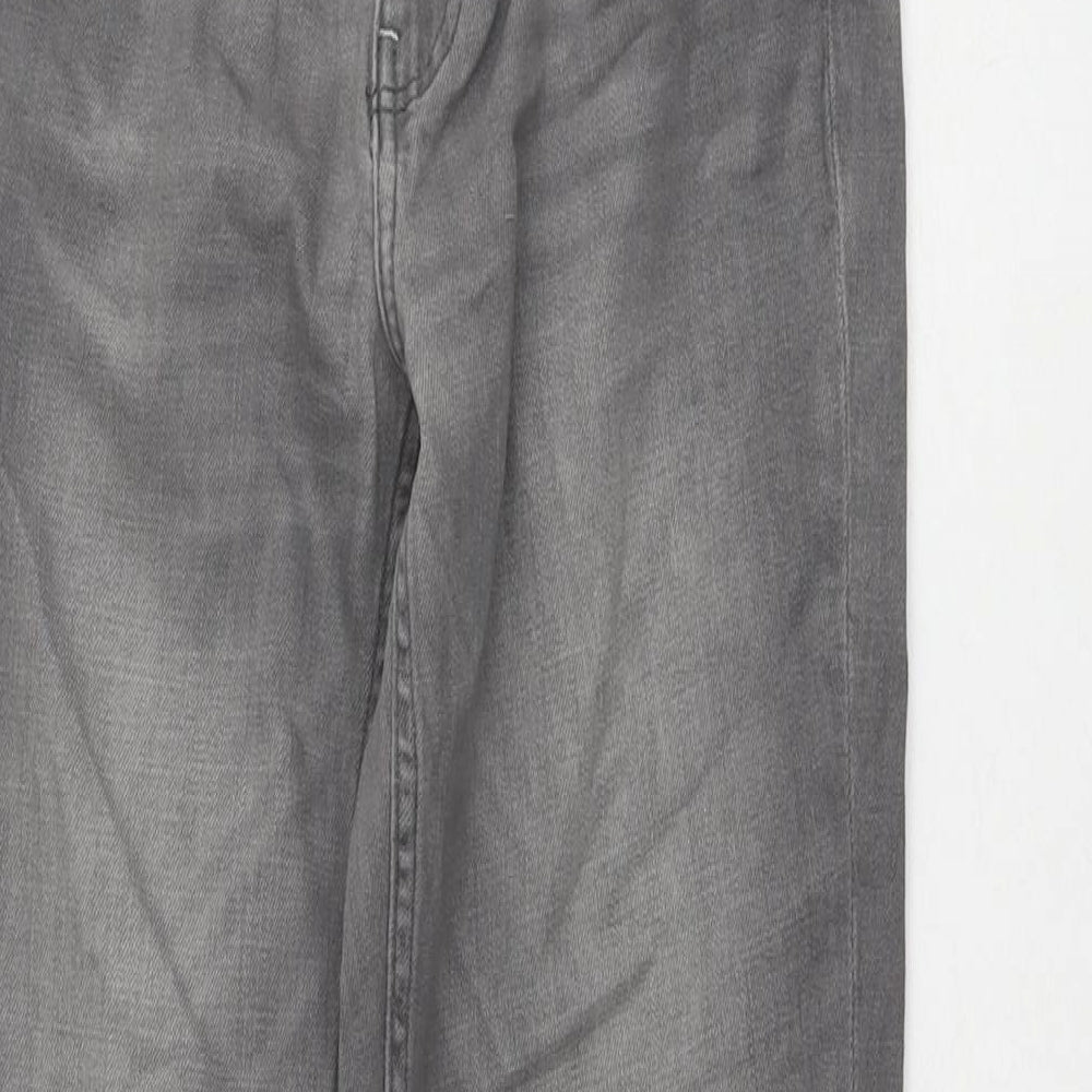 H&M Womens Grey Cotton Bootcut Jeans Size 10 L32 in Regular Zip