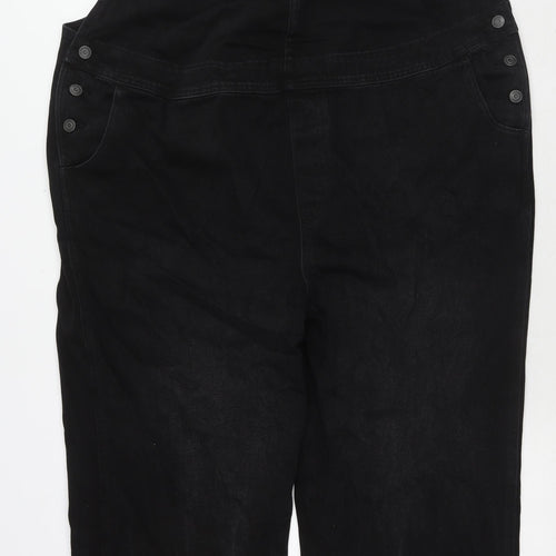 ASOS Womens Black Cotton Jumpsuit One-Piece Size 20 L30 in Button