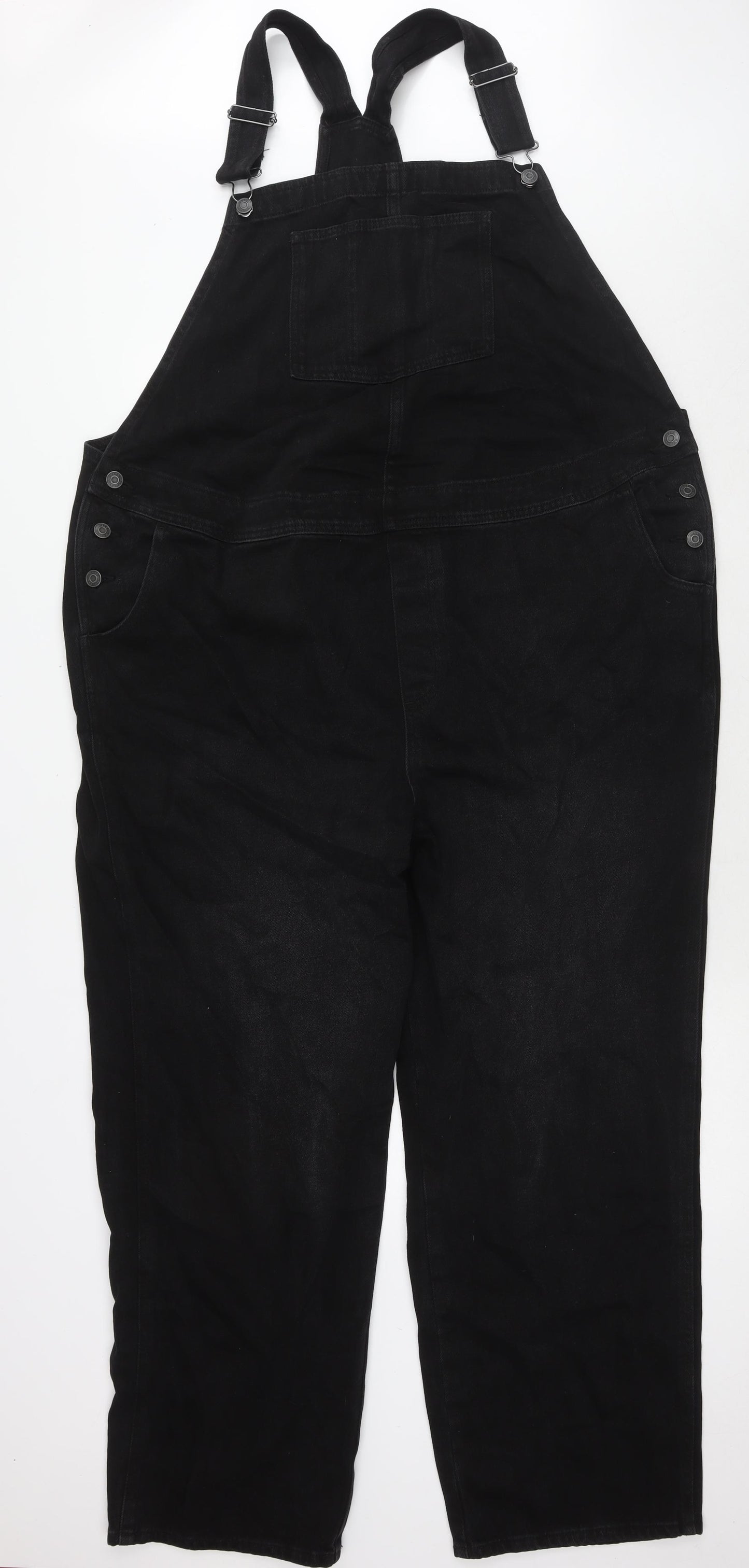 ASOS Womens Black Cotton Jumpsuit One-Piece Size 20 L30 in Button