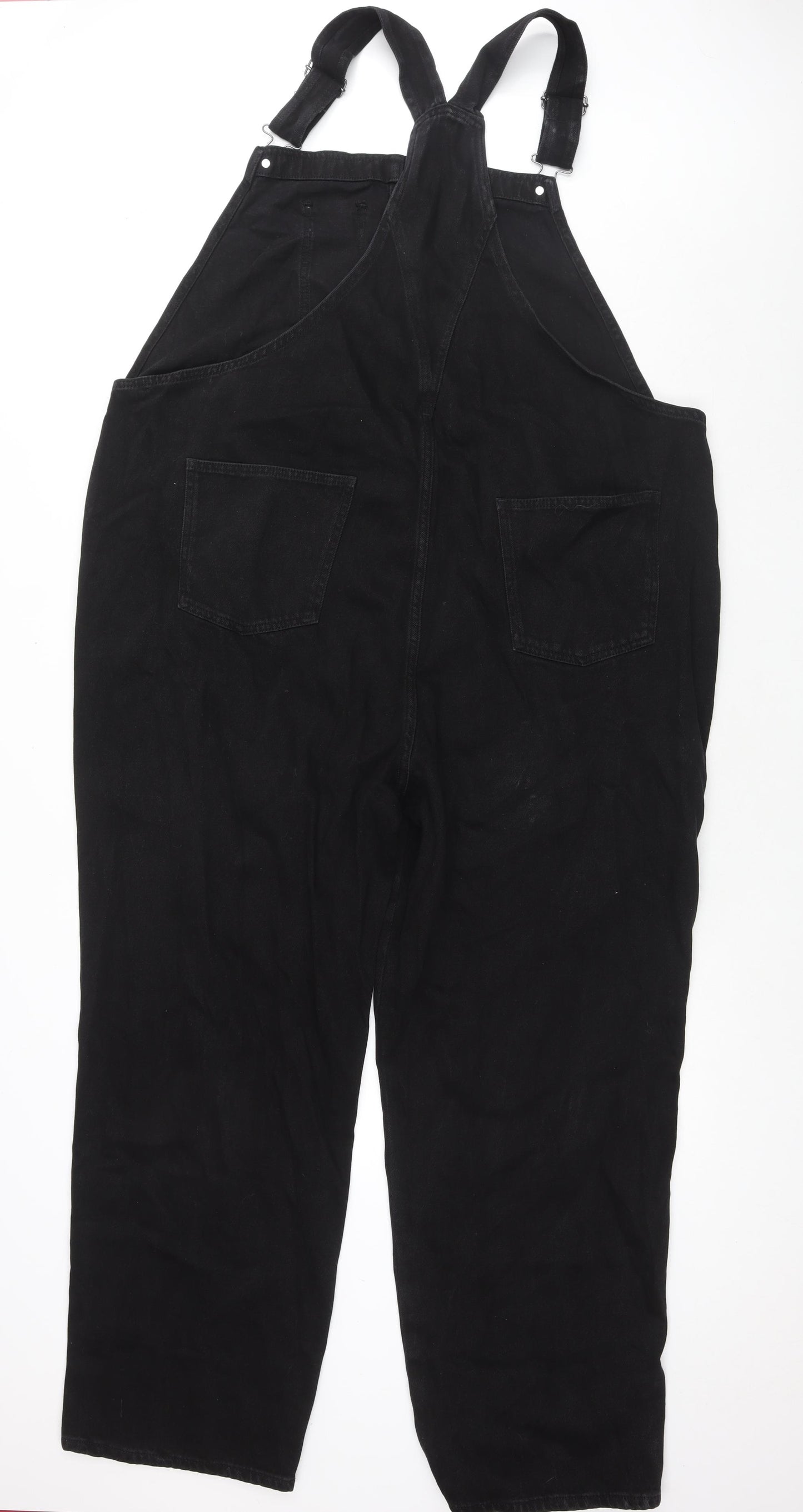 ASOS Womens Black Cotton Jumpsuit One-Piece Size 20 L30 in Button