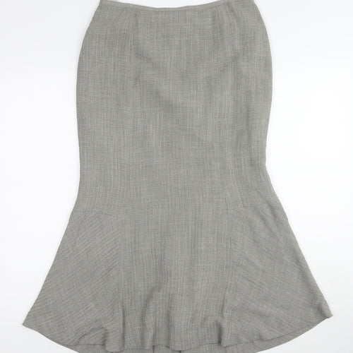 Precis Womens Grey Acetate Trumpet Skirt Size 10 Zip