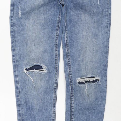 Denim & Co. Girls Blue Cotton Skinny Jeans Size 10-11 Years L26 in Regular Zip