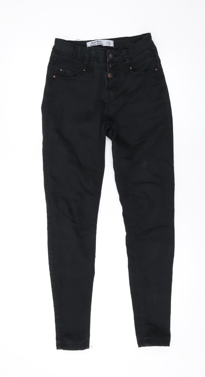 New Look Womens Black Cotton Skinny Jeans Size 8 L28 in Regular Zip