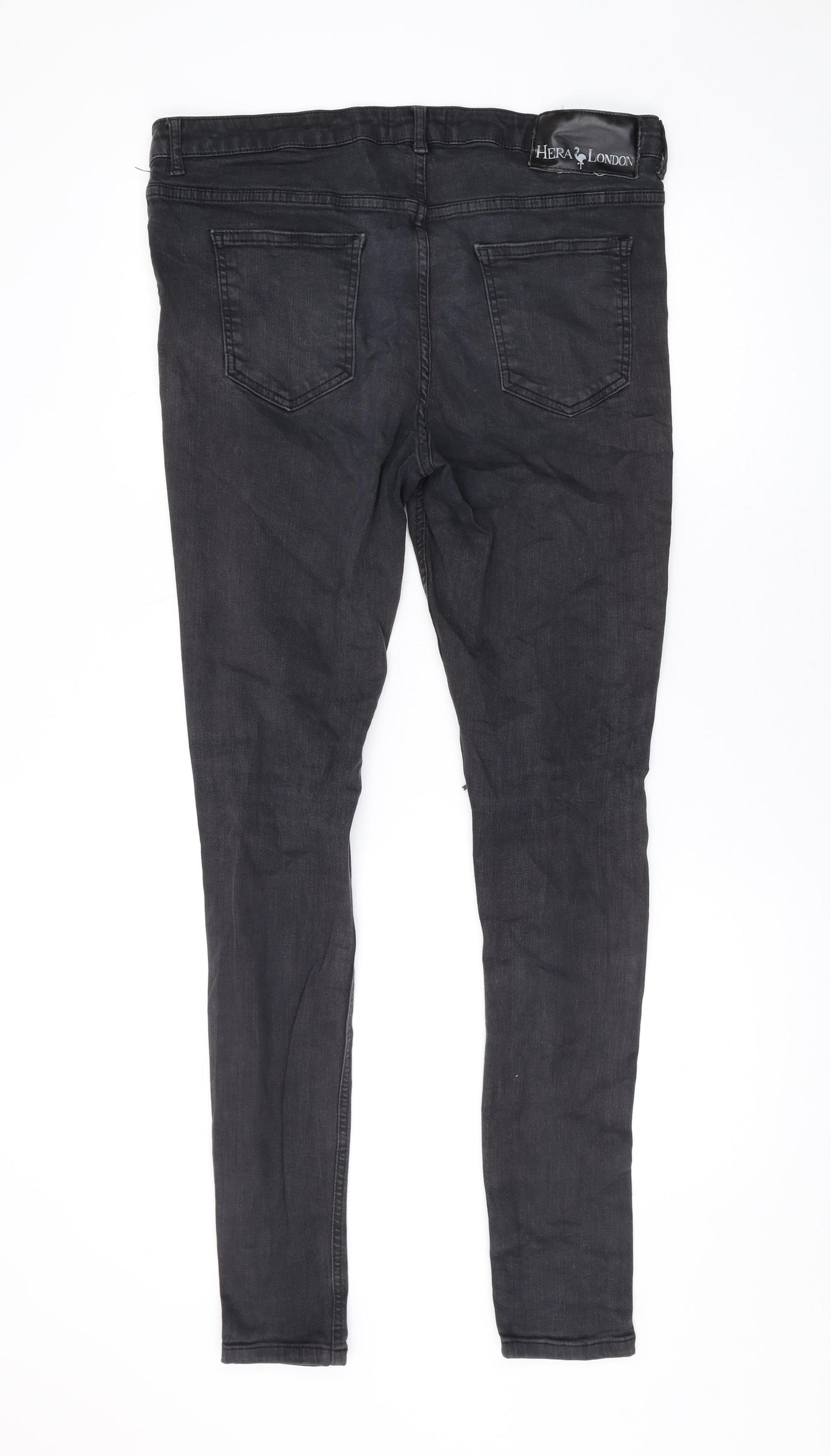 Hera London Womens Grey Cotton Skinny Jeans Size 34 in L30 in Regular Zip