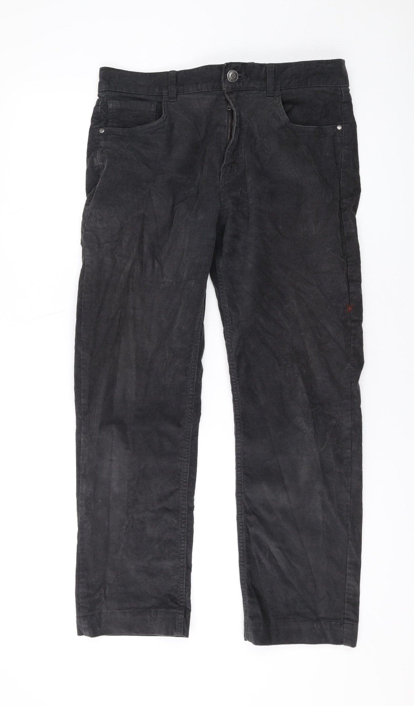 M&Co Womens Grey Cotton Trousers Size 32 in L26 in Regular Zip