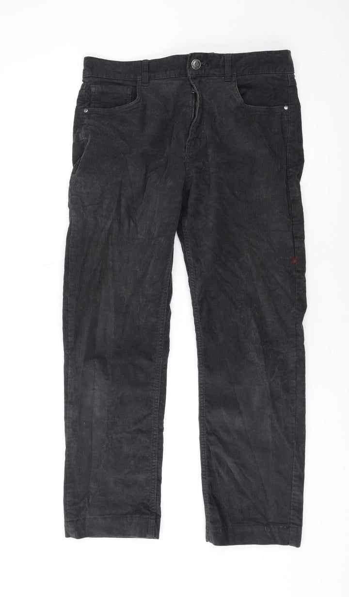 M&Co Womens Grey Cotton Trousers Size 32 in L26 in Regular Zip