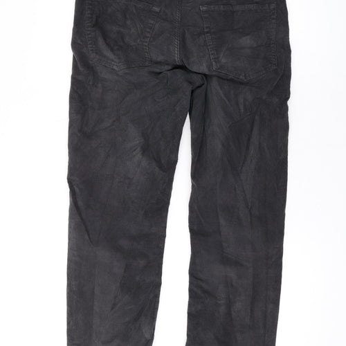 M&Co Womens Grey Cotton Trousers Size 32 in L26 in Regular Zip