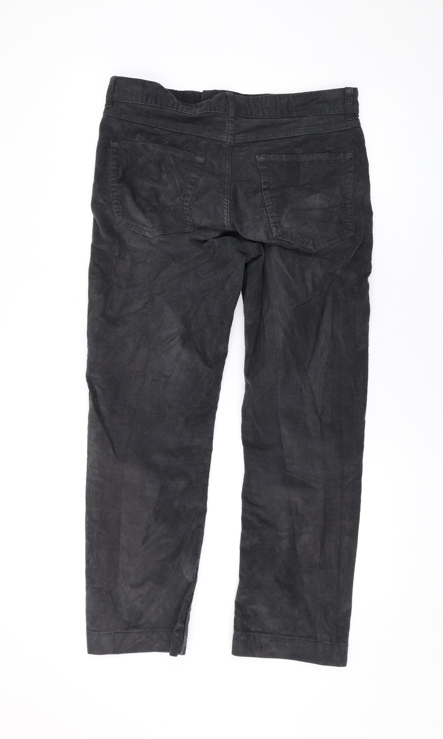 M&Co Womens Grey Cotton Trousers Size 32 in L26 in Regular Zip
