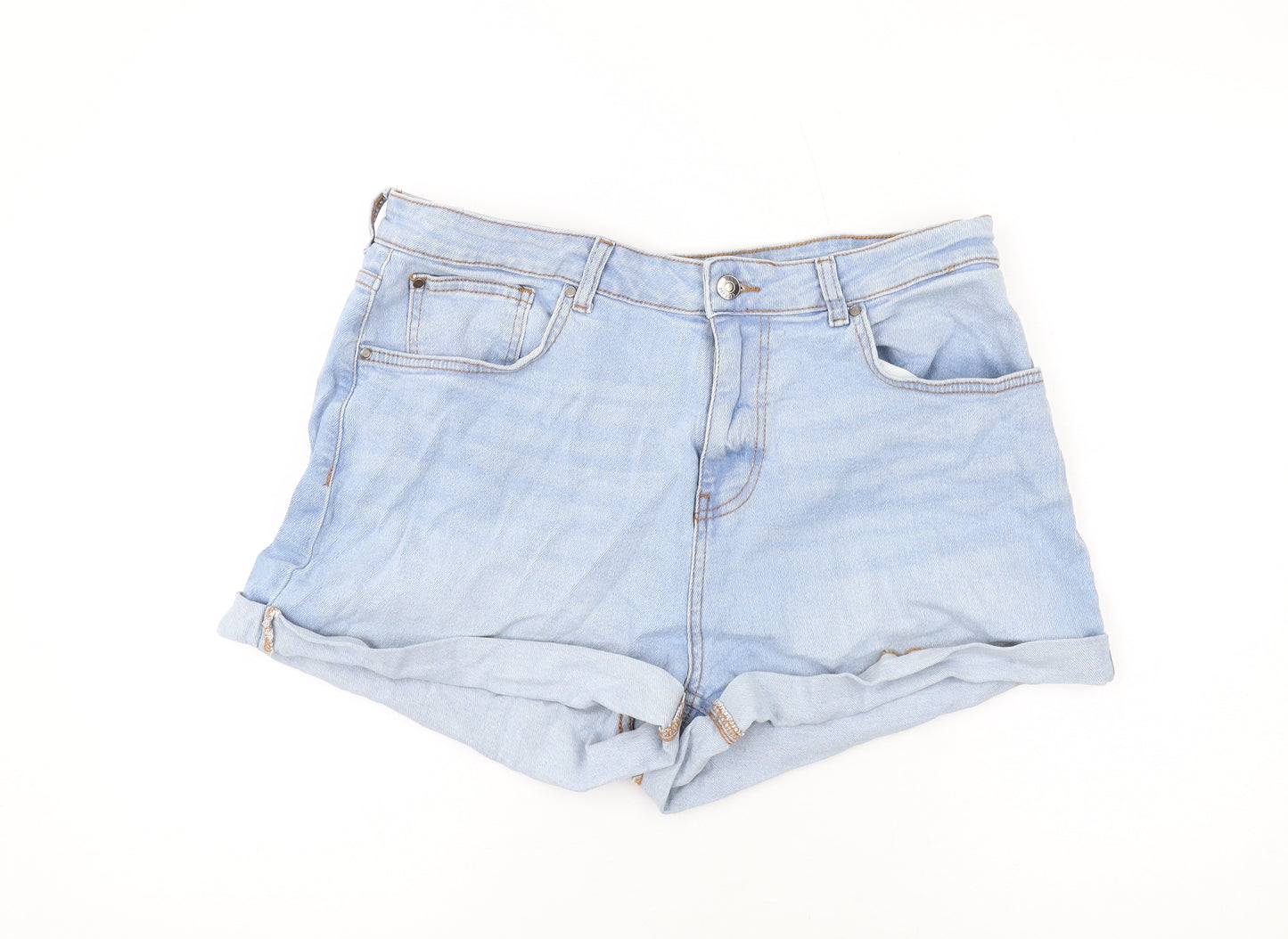 Pep&Co Womens Blue Cotton Hot Pants Shorts Size 16 Regular Zip