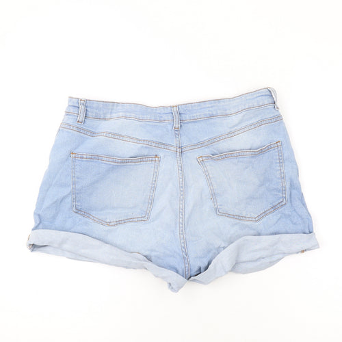 Pep&Co Womens Blue Cotton Hot Pants Shorts Size 16 Regular Zip