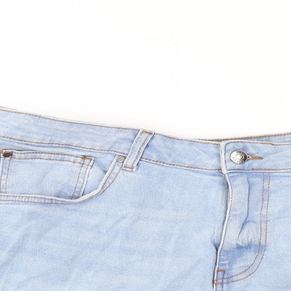 Pep&Co Womens Blue Cotton Hot Pants Shorts Size 16 Regular Zip