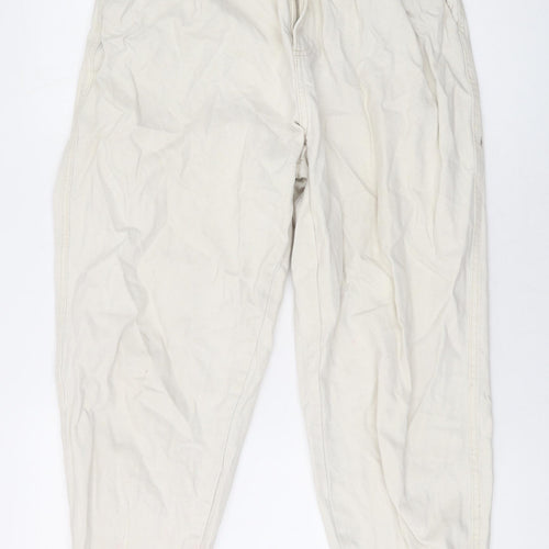 Bershka Womens Beige Cotton Mom Jeans Size 8 L23 in Regular Zip