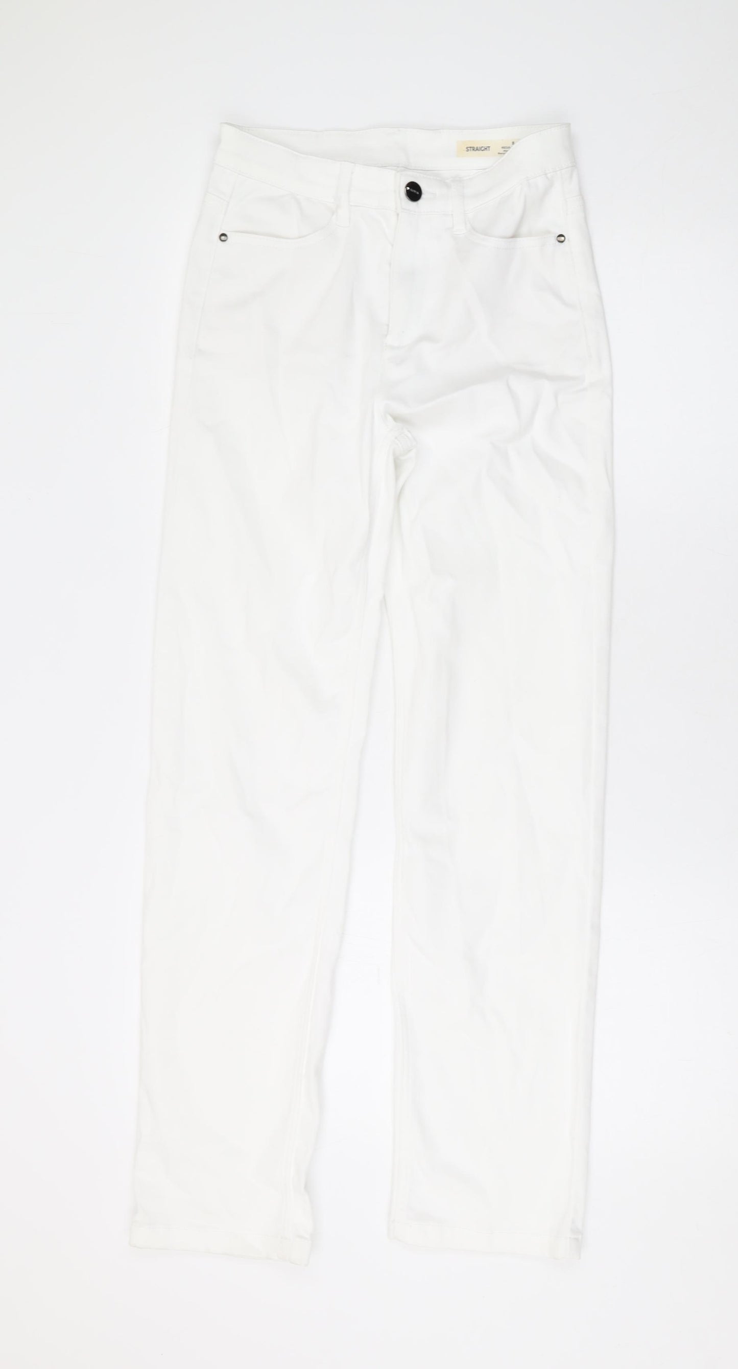 Marks and Spencer Womens White Cotton Straight Jeans Size 8 L29 in Regular Zip
