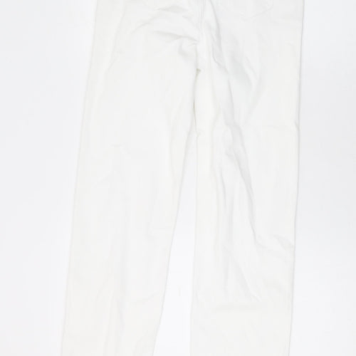 Marks and Spencer Womens White Cotton Straight Jeans Size 8 L29 in Regular Zip