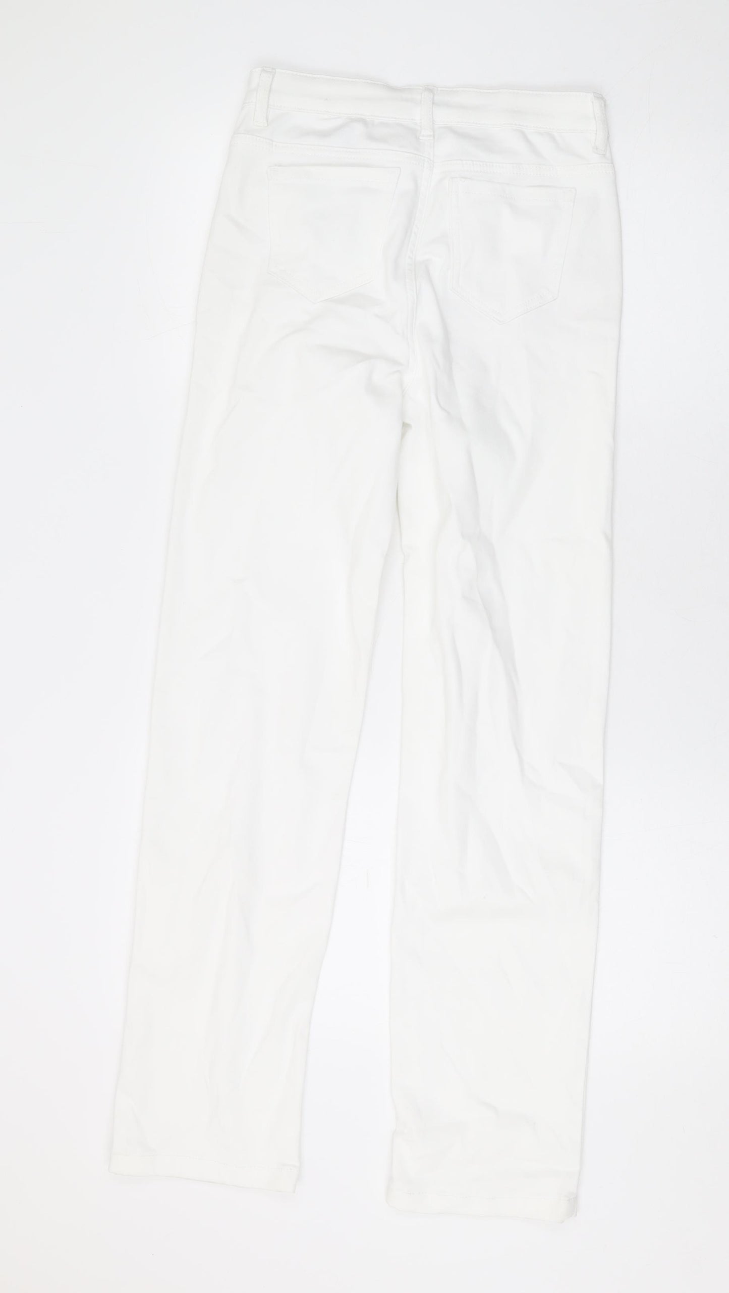 Marks and Spencer Womens White Cotton Straight Jeans Size 8 L29 in Regular Zip
