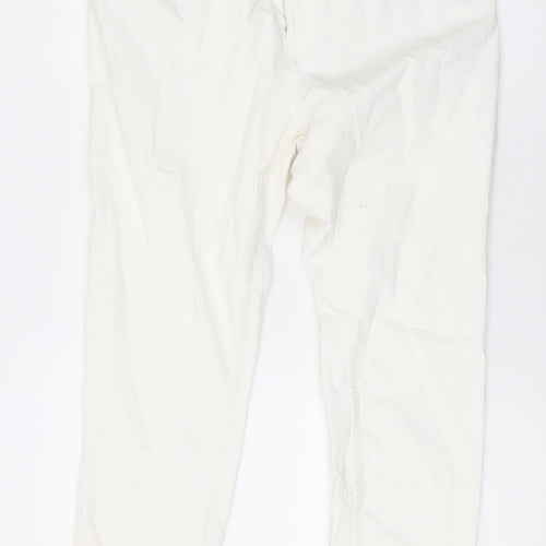 Pull&Bear Mens White Cotton Straight Jeans Size 36 in L25 in Regular Zip