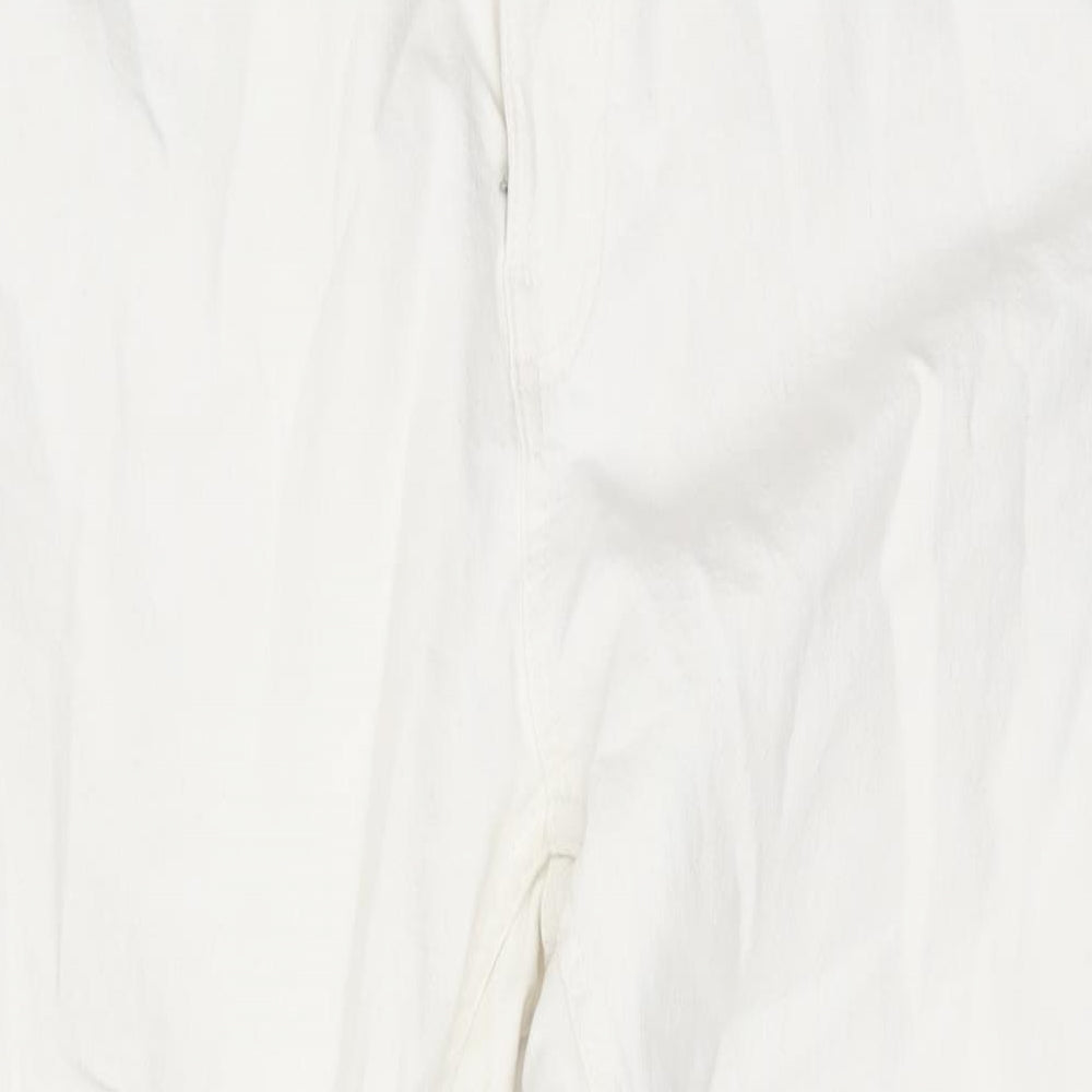 Pull&Bear Mens White Cotton Straight Jeans Size 36 in L25 in Regular Zip