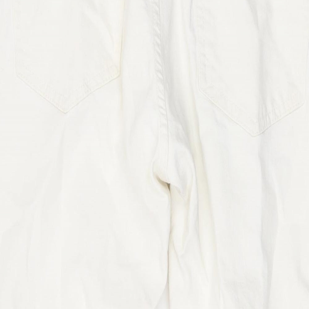 Pull&Bear Mens White Cotton Straight Jeans Size 36 in L25 in Regular Zip