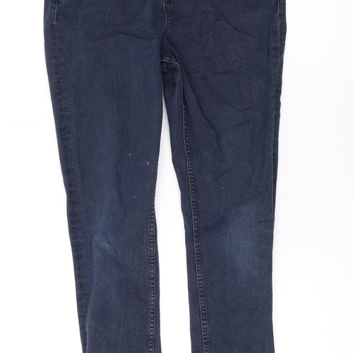 Marks and Spencer Girls Blue Cotton Skinny Jeans Size 14-15 Years L27 in Regular Zip