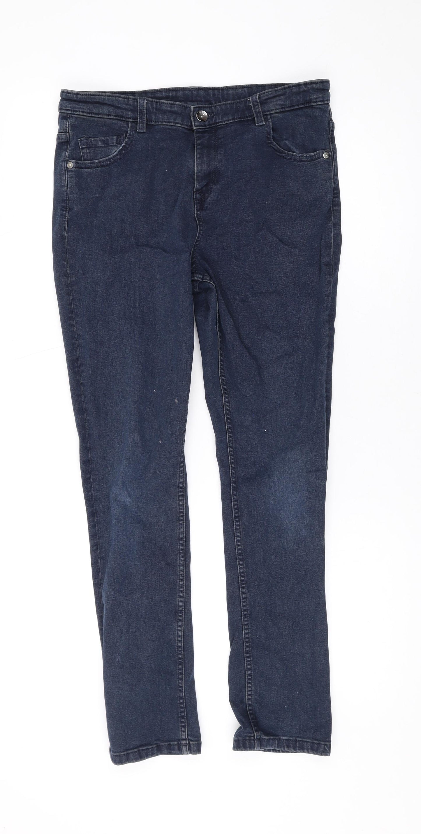 Marks and Spencer Girls Blue Cotton Skinny Jeans Size 14-15 Years L27 in Regular Zip
