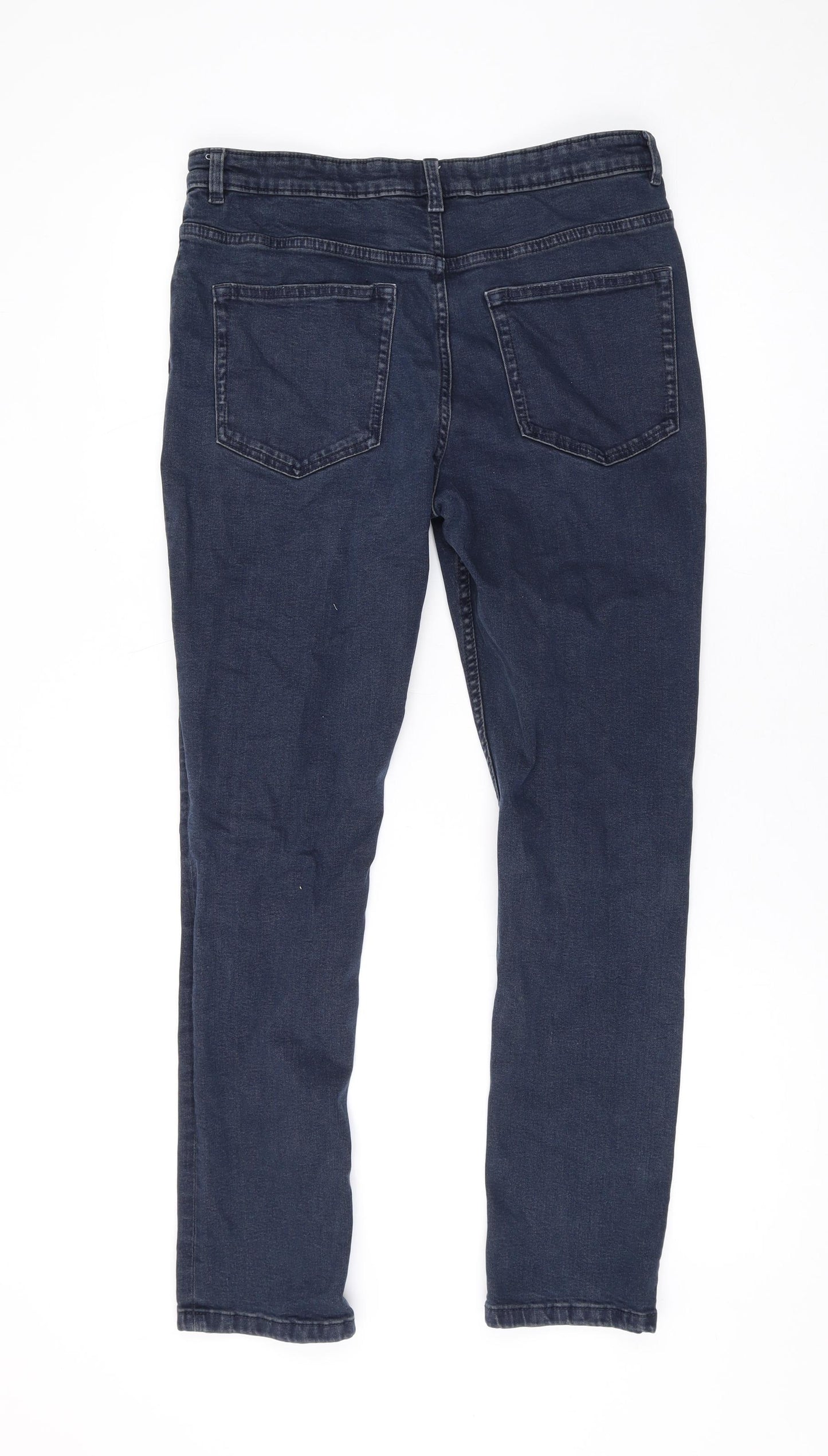 Marks and Spencer Girls Blue Cotton Skinny Jeans Size 14-15 Years L27 in Regular Zip