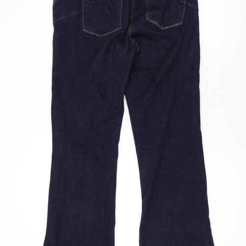 NEXT Womens Blue Cotton Flared Jeans Size 18 L32 in Regular Zip