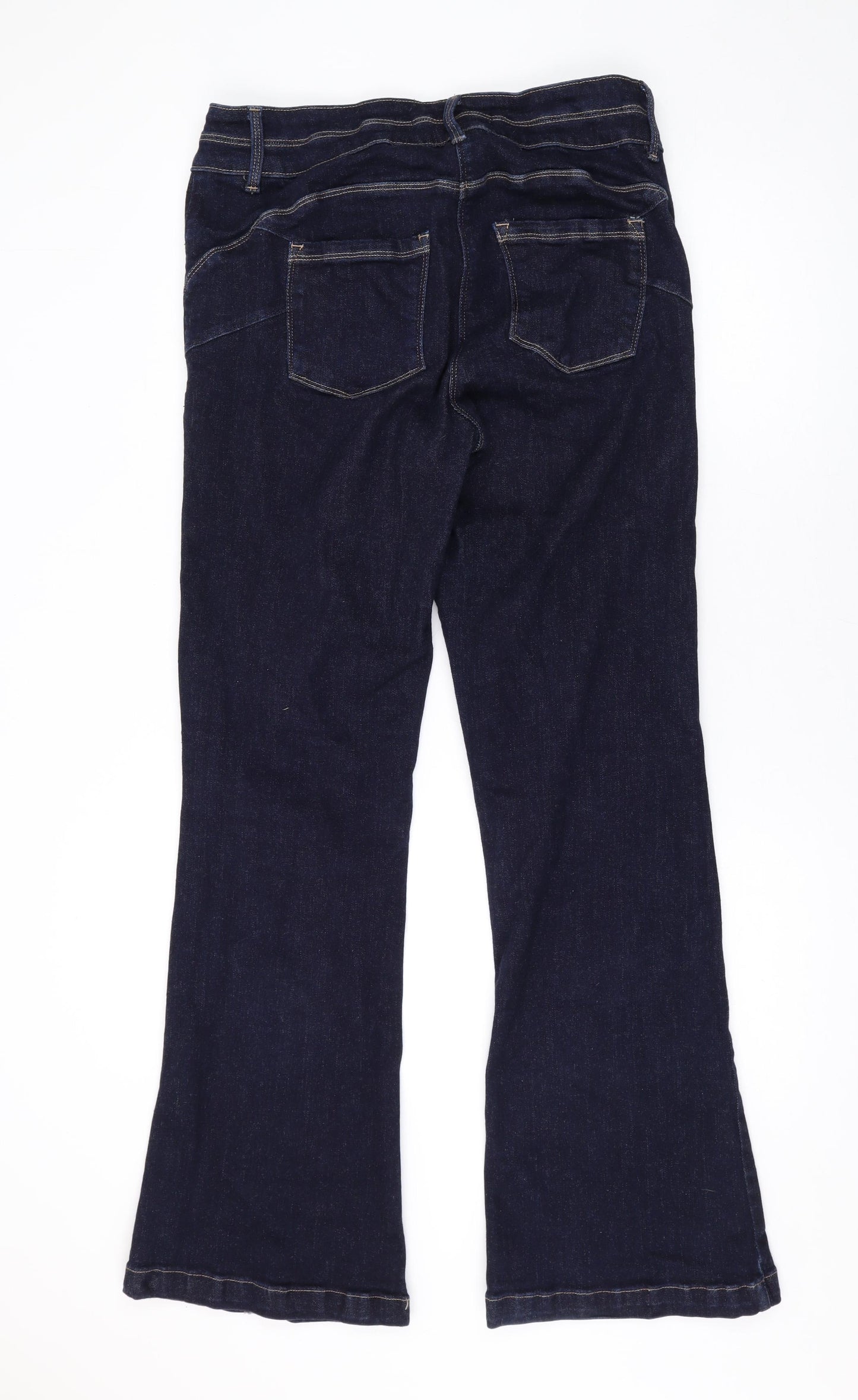 NEXT Womens Blue Cotton Flared Jeans Size 18 L32 in Regular Zip