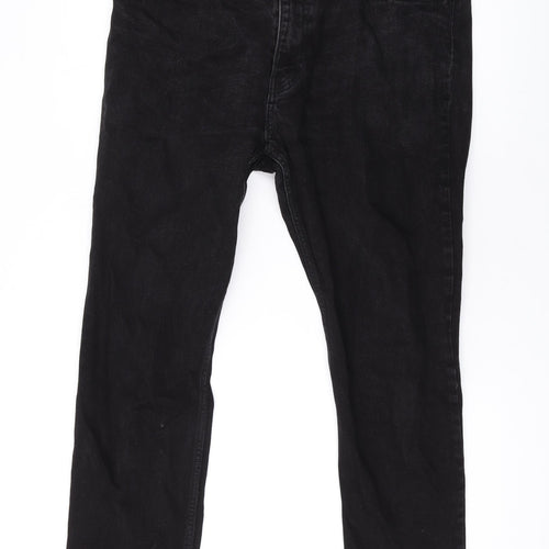 H&M Mens Black Cotton Straight Jeans Size 34 in L26 in Regular Zip