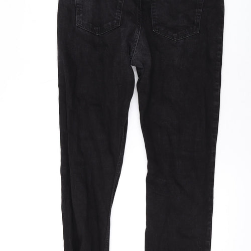 H&M Mens Black Cotton Straight Jeans Size 34 in L26 in Regular Zip