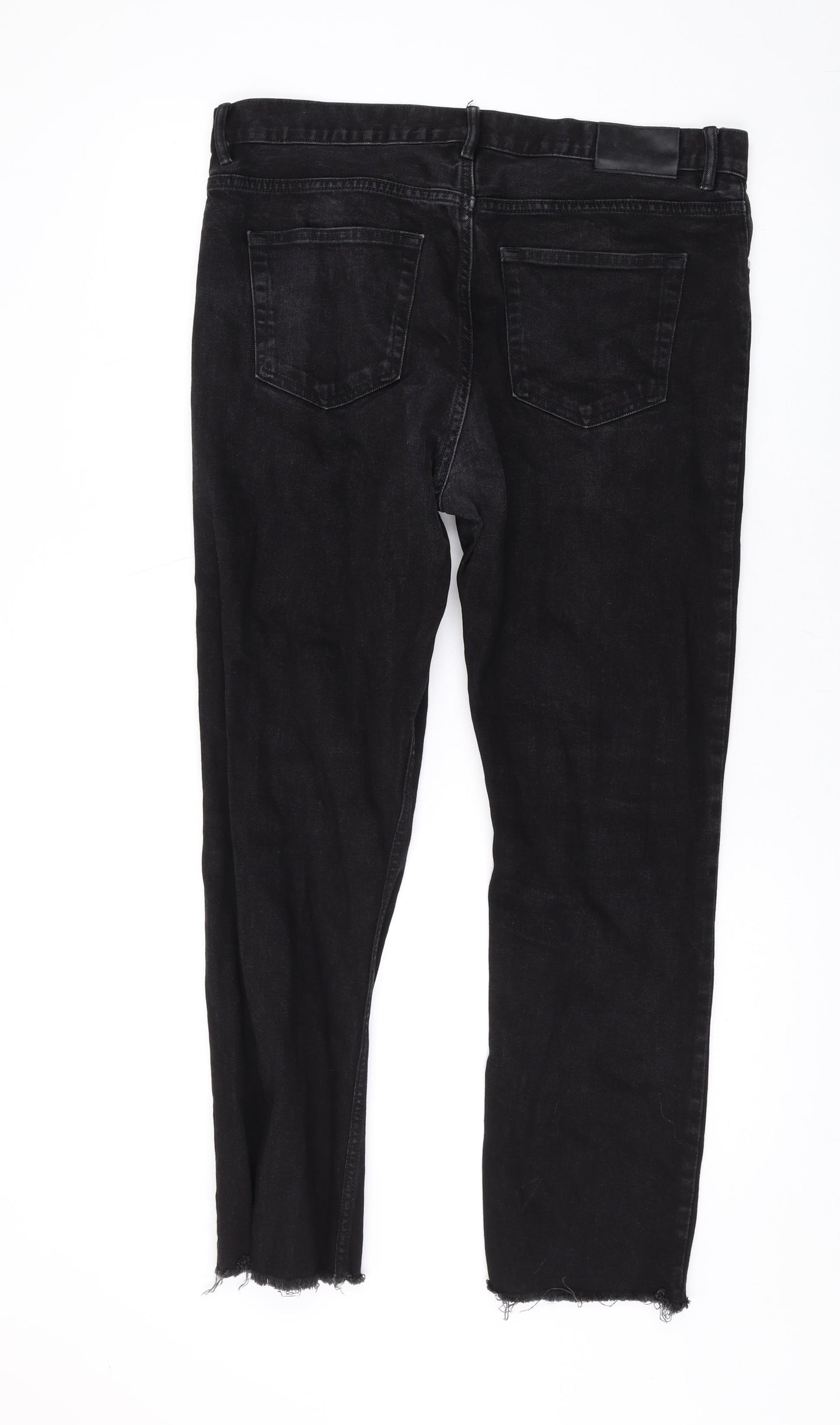 H&M Mens Black Cotton Straight Jeans Size 34 in L26 in Regular Zip