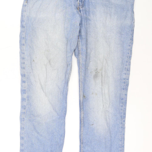 H&M Mens Black Cotton Wide-Leg Jeans Size 34 in L28 in Regular Zip