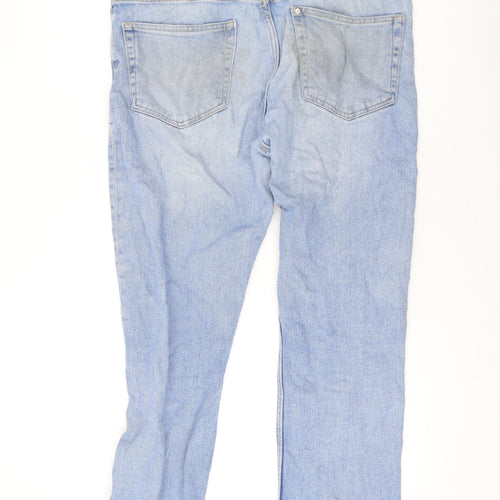 H&M Mens Black Cotton Wide-Leg Jeans Size 34 in L28 in Regular Zip