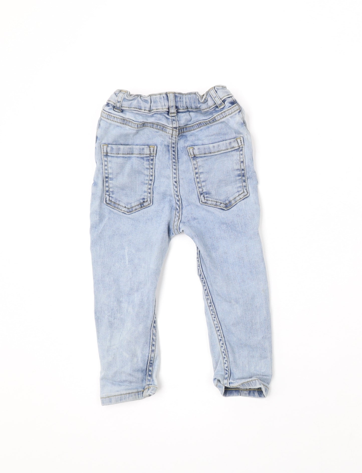 River Island Boys Blue Cotton Jogger Jeans Size 18-24 Months Snap