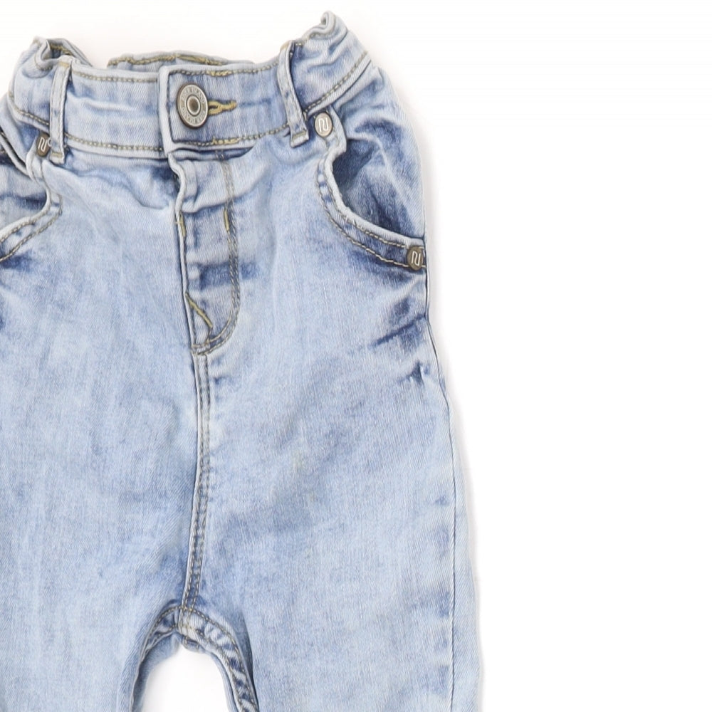 River Island Boys Blue Cotton Jogger Jeans Size 18-24 Months Snap