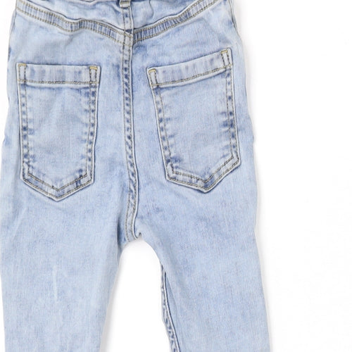 River Island Boys Blue Cotton Jogger Jeans Size 18-24 Months Snap