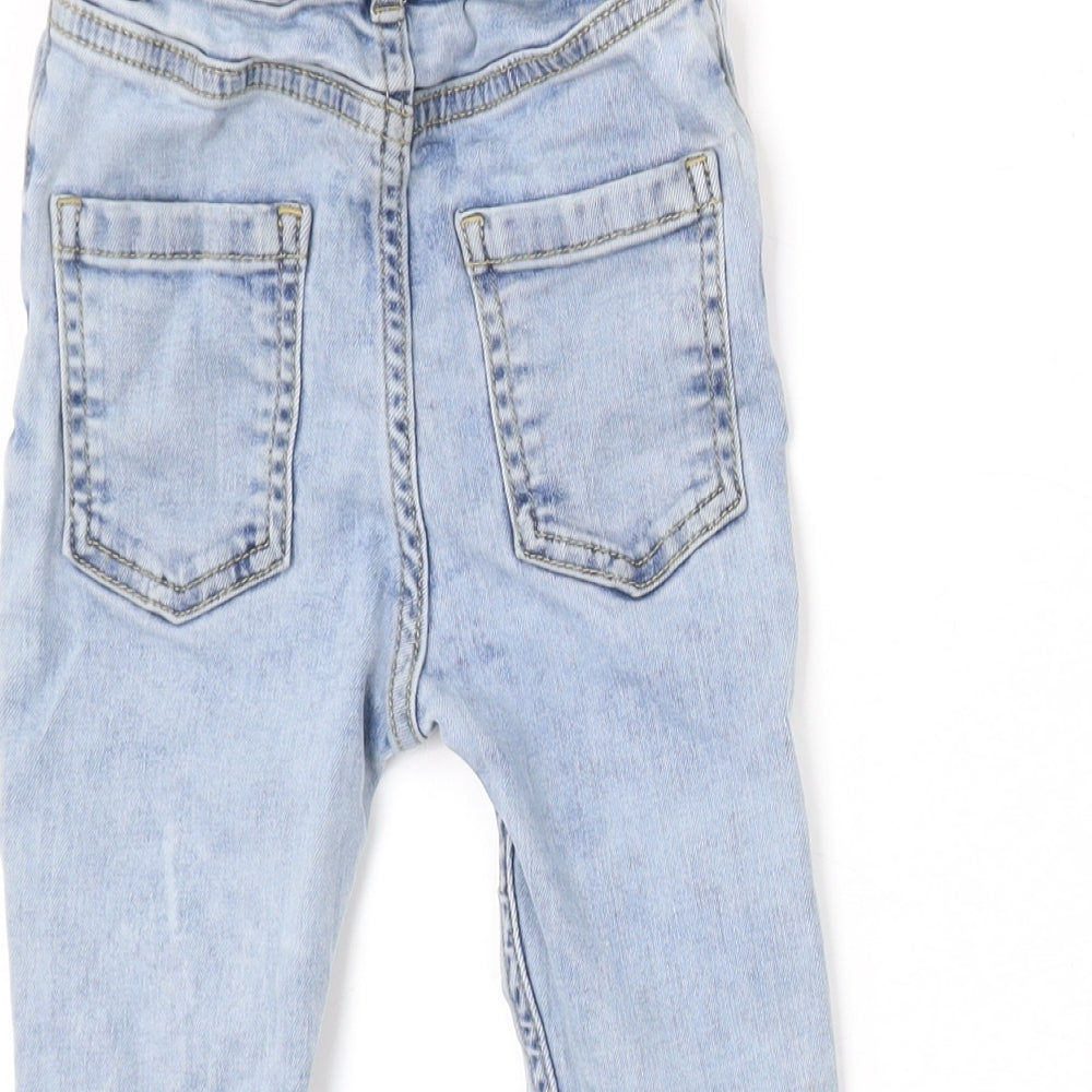 River Island Boys Blue Cotton Jogger Jeans Size 18-24 Months Snap