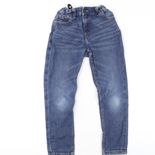 Marks and Spencer Girls Blue Cotton Skinny Jeans Size 7-8 Years Regular Zip