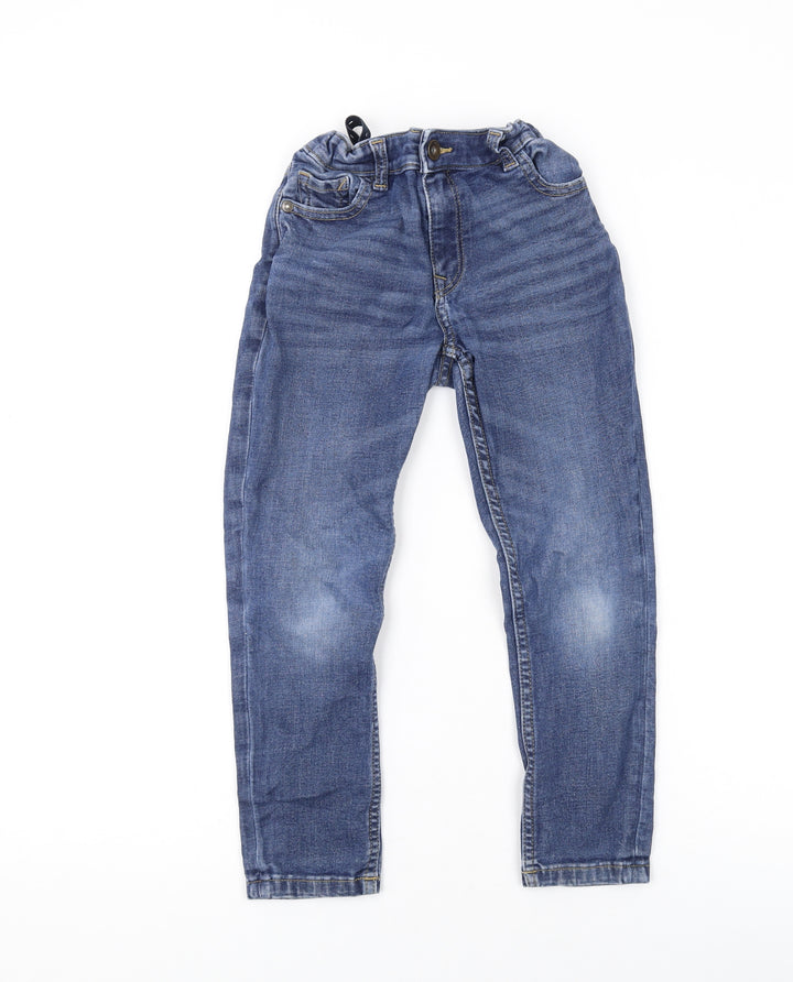 Marks and Spencer Girls Blue Cotton Skinny Jeans Size 7-8 Years Regular Zip