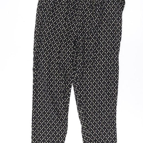 Oasis Girls Black Geometric Viscose Jogger Trousers Size 13 Years L24 in Regular Pullover