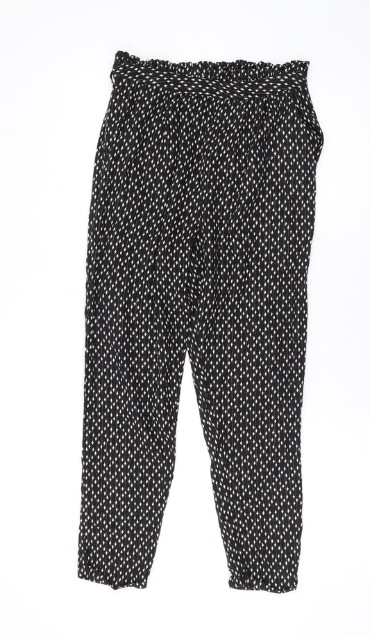 Oasis Girls Black Geometric Viscose Jogger Trousers Size 13 Years L24 in Regular Pullover