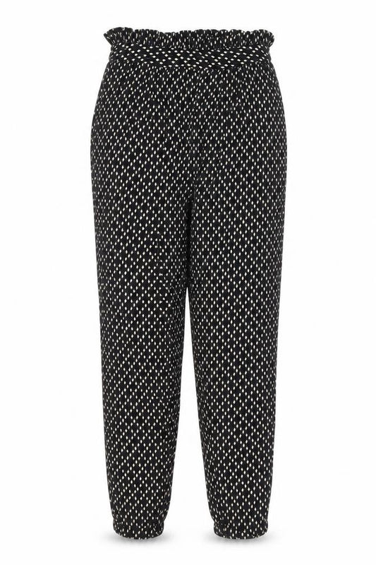 Oasis Girls Black Geometric Viscose Jogger Trousers Size 13 Years L24 in Regular Pullover