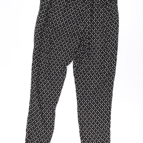 Oasis Girls Black Geometric Viscose Jogger Trousers Size 13 Years L24 in Regular Pullover