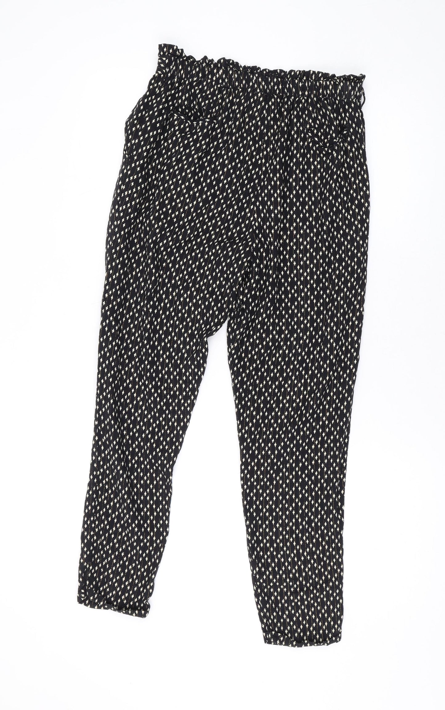 Oasis Girls Black Geometric Viscose Jogger Trousers Size 13 Years L24 in Regular Pullover